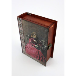 Skrzynka w formie książki z humorystycznym motywem psa.