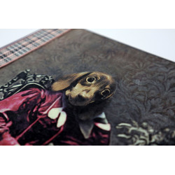 Skrzynka w formie książki z humorystycznym motywem psa.