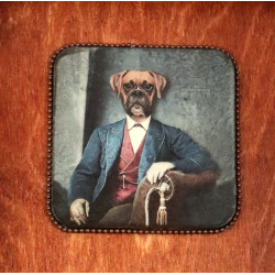 Skrzynka w formie książki z humorystycznym motywem psa.