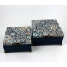 Elegancka, granatowa, krzynka, szkatułka z motywem Azulejos
