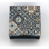 Elegancka, granatowa, krzynka, szkatułka z motywem Azulejos