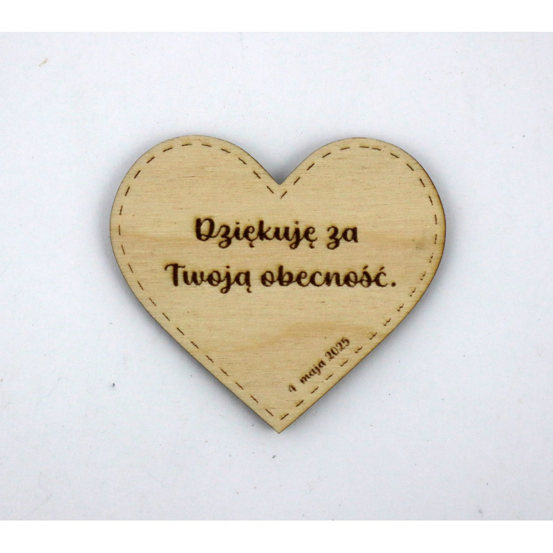Podziękowanie dla gości na Komunię – magnes serce z personalizacją