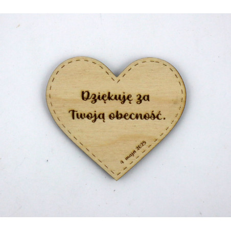 Podziękowanie dla gości na Komunię – magnes serce z personalizacją