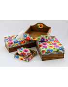 Drewniane pudełka na herbatę, na chusteczki tacki,  prezenty