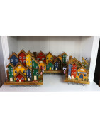 Kolorowe drewniane miasteczka – dekoracyjne domki handmade